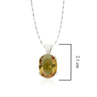 925 Ayar Gümüş Rodyumlu Oval Zultanit Taş Kolye