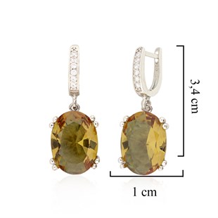 925 Ayar Gümüş Rodyumlu Oval Zultanit Taş Küpe