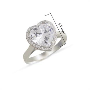 925 Ayar Gümüş Rodyumlu Pırlanta Montür Kalp Takı Seti