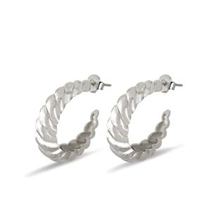 925 Ayar Gümüş Rodyumlu Spiral Burgu Desen Halka Küpe