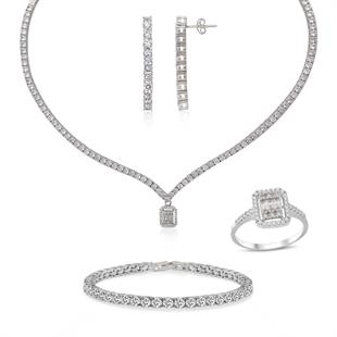 925 Ayar Gümüş Rodyumlu Su Yolu Baget Düğün Takı Seti