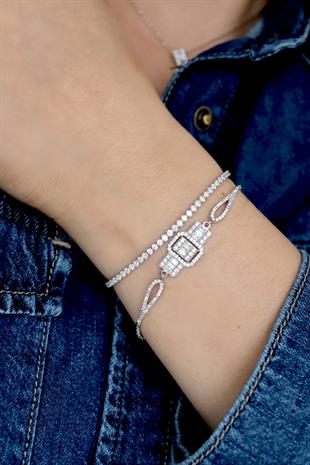 925 Ayar Gümüş Rodyumlu 2 mm Su Yolu Bileklik