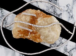 925 Ayar Gümüş Rodyumlu Su Yolu Düğün Takı Seti