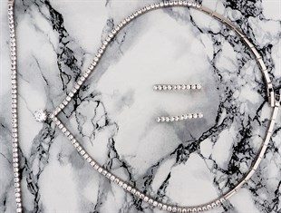 925 Ayar Gümüş Rodyumlu Su Yolu Tektaş Düğün Takı Seti