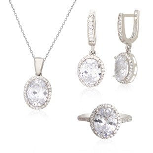 925 Ayar Gümüş Rodyumlu Takı Seti