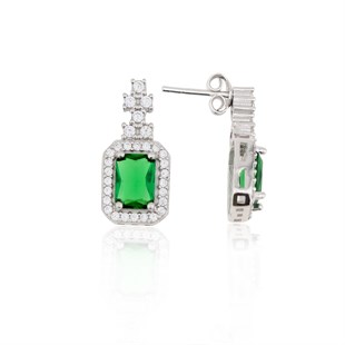 925 Ayar Gümüş Rodyumlu Zümrüt Baget Set