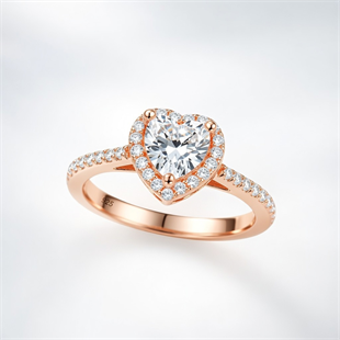 925 Ayar Gümüş Rose Gold Swarovski Kalp Yüzük