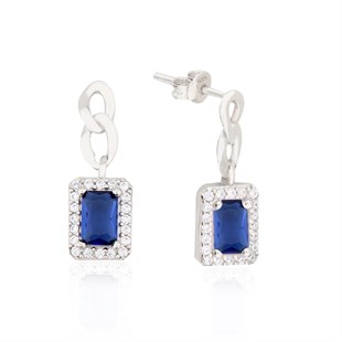 925 Ayar Gümüş Safir Baget Takı Seti Zincir Detay