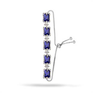 925 Ayar Gümüş Safir Baget Taşlı  Bileklik