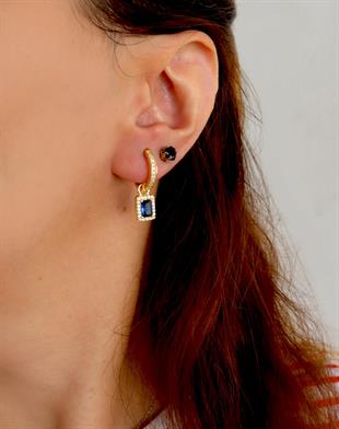 925 Ayar Gümüş Safir Baget Taşlı Küpe