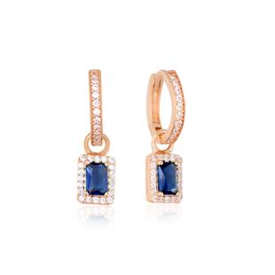 925 Ayar Gümüş Safir Baget Taşlı Küpe