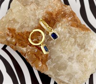 925 Ayar Gümüş Safir Baget Taşlı Küpe