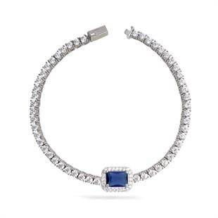 925 Ayar Gümüş Safir Baget Taşlı Su Yolu Bileklik