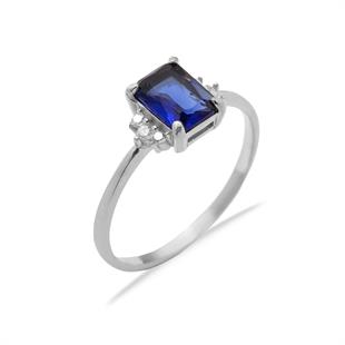 925 Ayar Gümüş Safir Baget Taşlı Trend Takı Seti