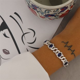 925 Ayar gümüş Safir Damla Desen Şık Bileklik