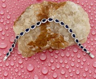 925 Ayar Gümüş Safir Damla Su Yolu Bileklik