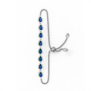 925 Ayar Gümüş Safir Damla Taş Bileklik