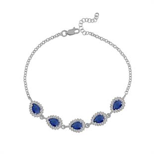 925 Ayar Gümüş Safir Damla Taşlı Anturaj Bileklik