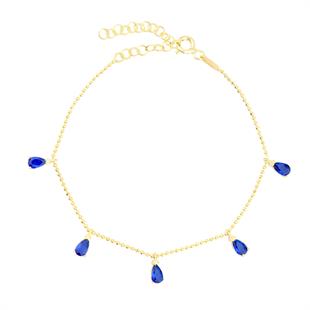 925 Ayar Gümüş Safir Damla Taşlı Shakira Gümüş Bileklik