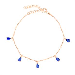 925 Ayar Gümüş Safir Damla Taşlı Shakira Gümüş Bileklik