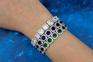 925 Ayar Gümüş Safir Kare Taşlı Bileklik