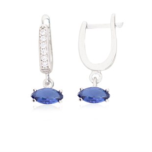 925 Ayar Gümüş Safir Markiz Model Takı Seti