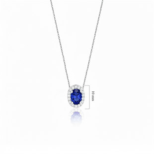 925 Ayar Gümüş Safir Oval Kolye