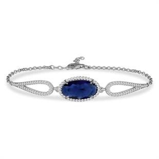 925 Ayar Gümüş Safir Oval Taşlı Bileklik