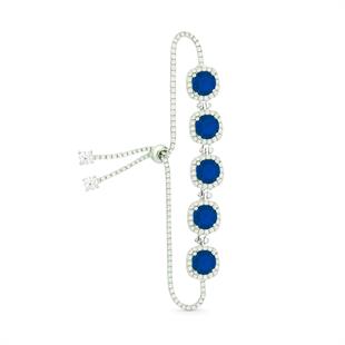 925 Ayar Gümüş Safir Pırlanta Modeli Asansör Bileklik