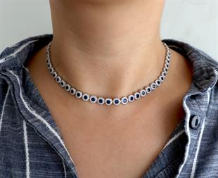 925 Ayar Gümüş Safir Su Yolu Kolye