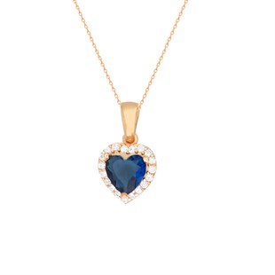 925 Ayar Gümüş Safir Swarovski Kalp Kolye