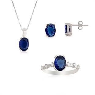 925 Ayar Gümüş Safir Takı Seti