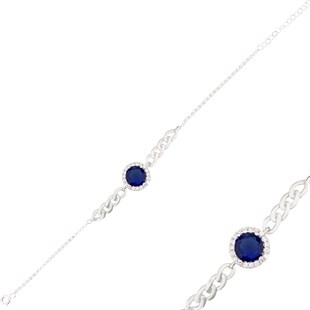 925 Ayar Gümüş Safir Takı Seti Zincir Detay