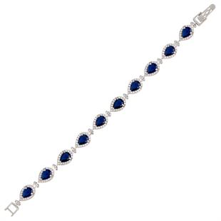 925 Ayar Gümüş Safir Taş Damla Su Yolu Bileklik