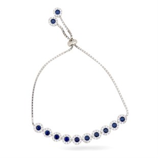 925 Ayar Gümüş Safir Taşlı Asansörlü Bileklik