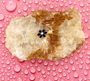 925 Ayar Gümüş Safir Taşlı Çiçek Kolye