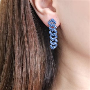 925 Ayar Gümüş Safir Taşlı Gurmet Küpe