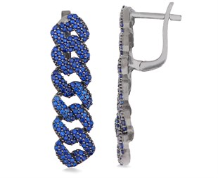 925 Ayar Gümüş Safir Taşlı Gurmet Küpe