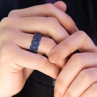 925 Ayar Gümüş Safir Taşlı Gurmet Yüzük