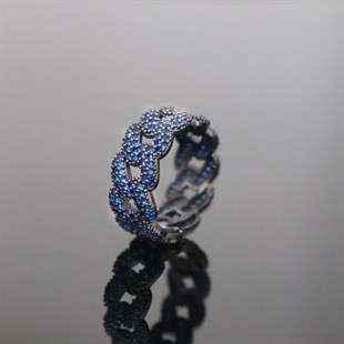 925 Ayar Gümüş Safir Taşlı Gurmet Yüzük