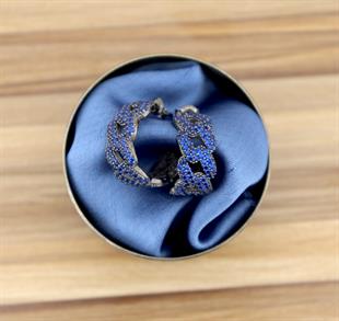 925 Ayar Gümüş Safir Taşlı Gurmet Zincir Halka Küpe