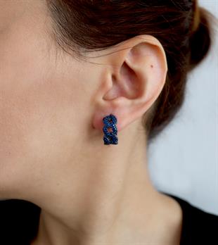 925 Ayar Gümüş Safir Taşlı Gurmet Zincir Halka Küpe