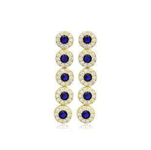 925 Ayar Gümüş Safir Yuvarlak Taşlı Su Yolu Küpe