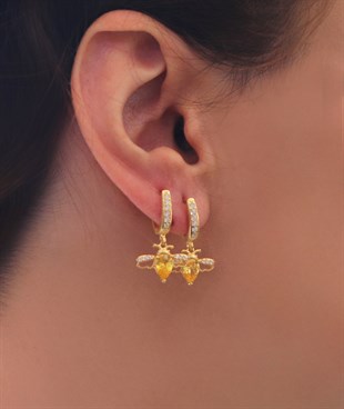 925 Ayar Gümüş Sallantılı Arı Küpe