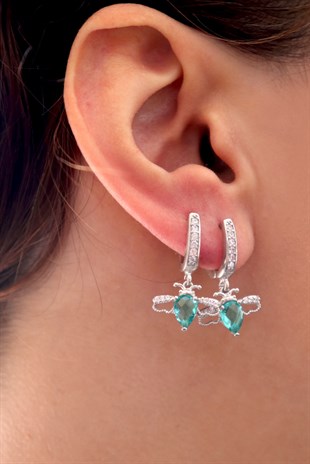 925 Ayar Gümüş Sallantılı Arı Küpe