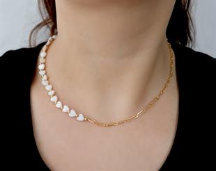 925 Ayar Gümüş Sedef Taşlı Adore Kolye