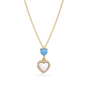 925 Ayar Gümüş Sedef Taşlı Kalp Kolye