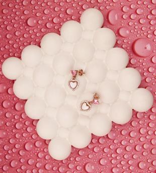 925 Ayar Gümüş Sedef Taşlı Kalp Küpe