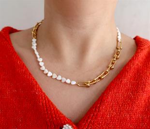 925 Ayar Gümüş Sedef Taşlı Tiffany Kolye