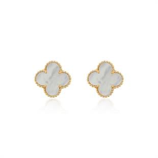 925 Ayar Gümüş Sedef Taşlı Yonca Küpe